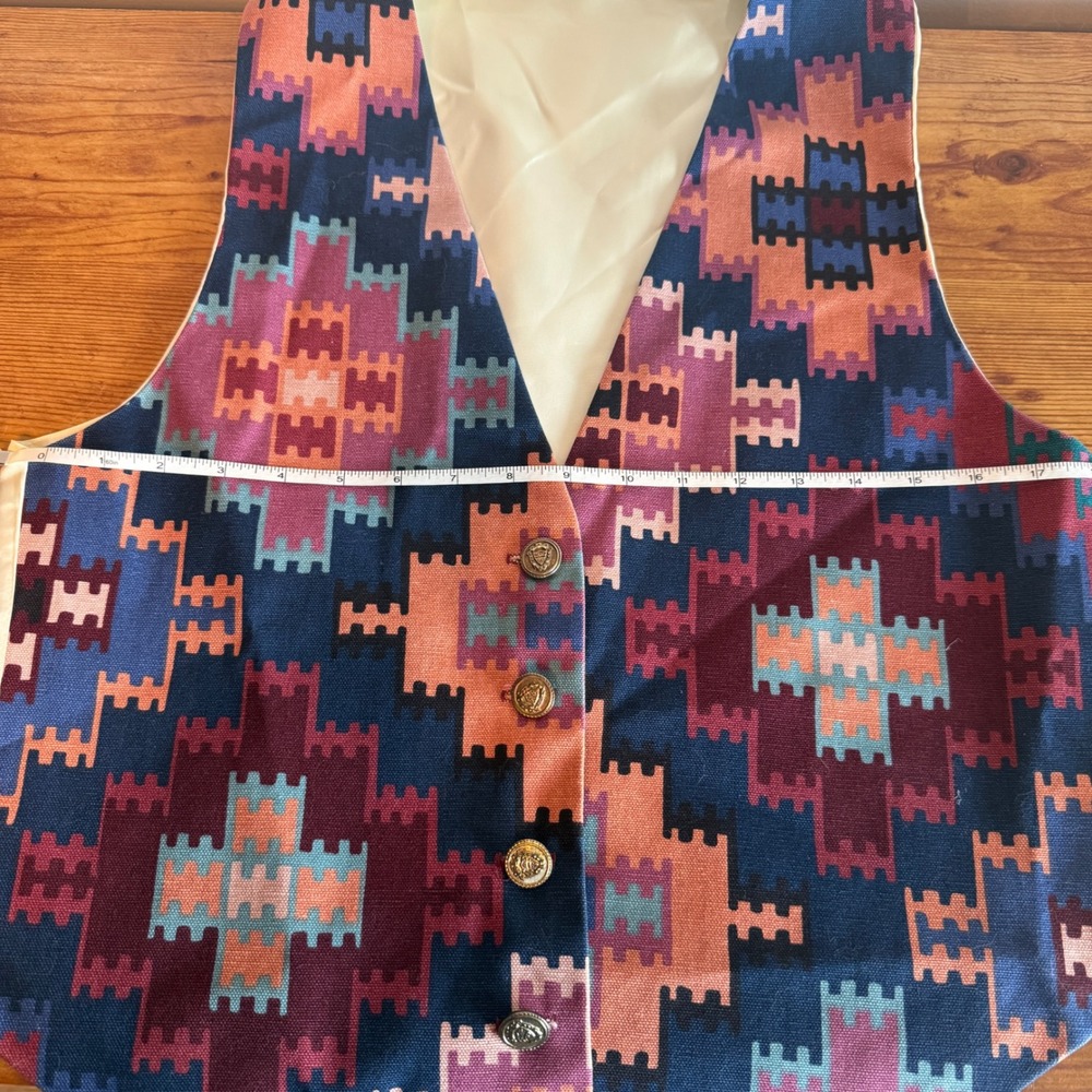 A Brod Vintage Southwestern Geometric Tapestry Vest Multicolor Mens Large USA - Picture 3 of 7
